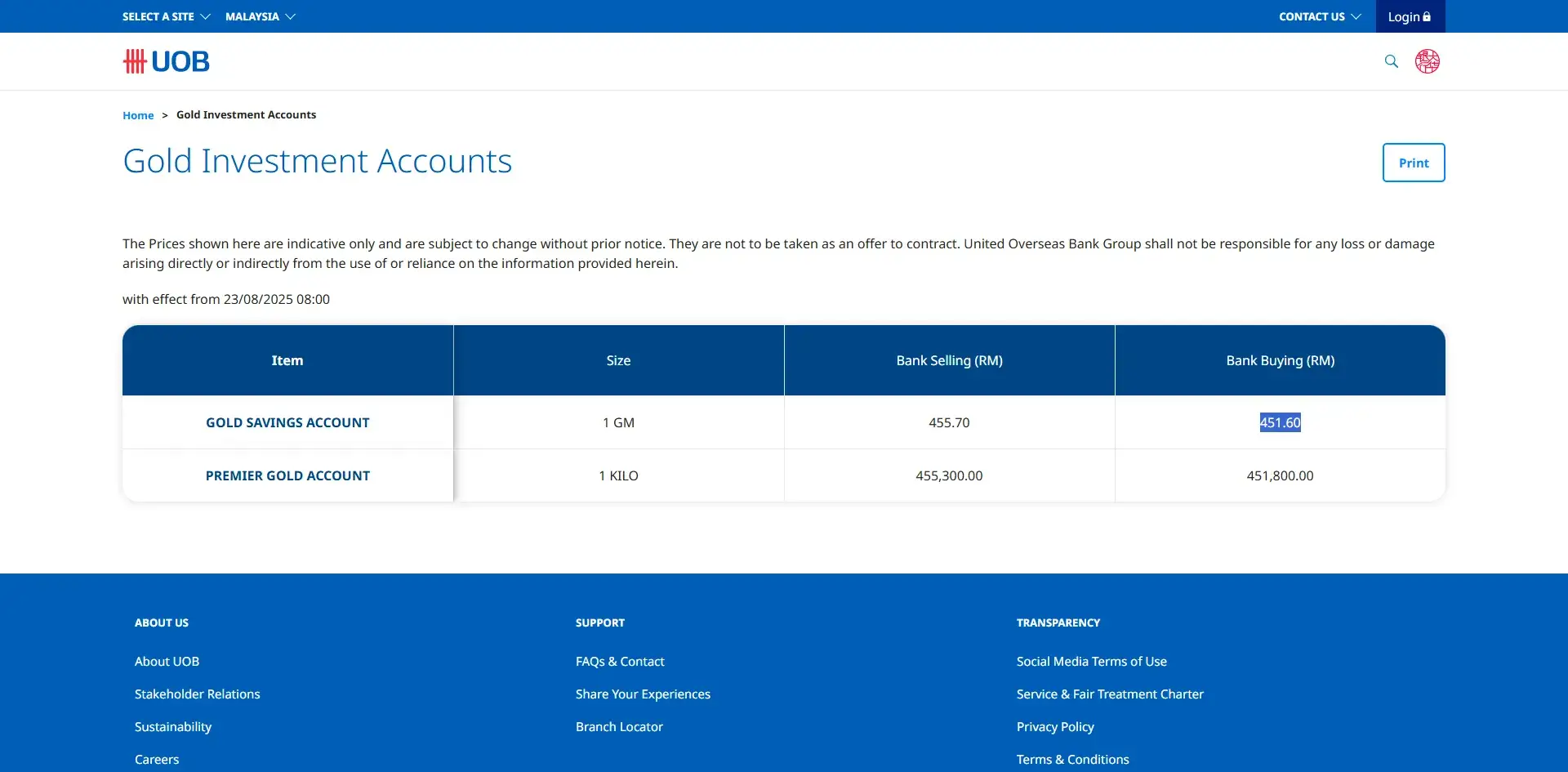 UOB Gold Account