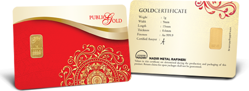 Public Gold Gold Bar Certificate