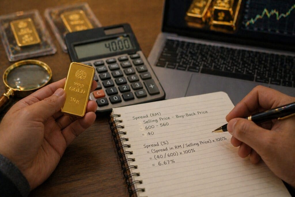 What Is Gold Spread? How to Calculate Losses 2 How to Calculate the Gold Spread (spread emas) Simple Formulas in RM and Percent (%)