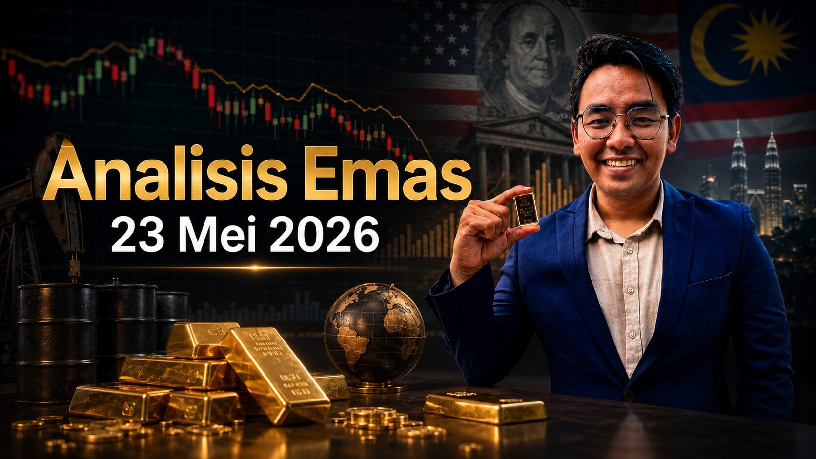 Sifu Gold - Portal Emas Untuk Pelabur Bijak 17 Analisis Emas Hari Ini oleh Sifu Gold 23 Mei 2026 — Minyak Masih Tinggi Dollar Teguh Dan Emas Tutup Minggu Tanpa Momentum Yang Betul Betul Meyakinkan