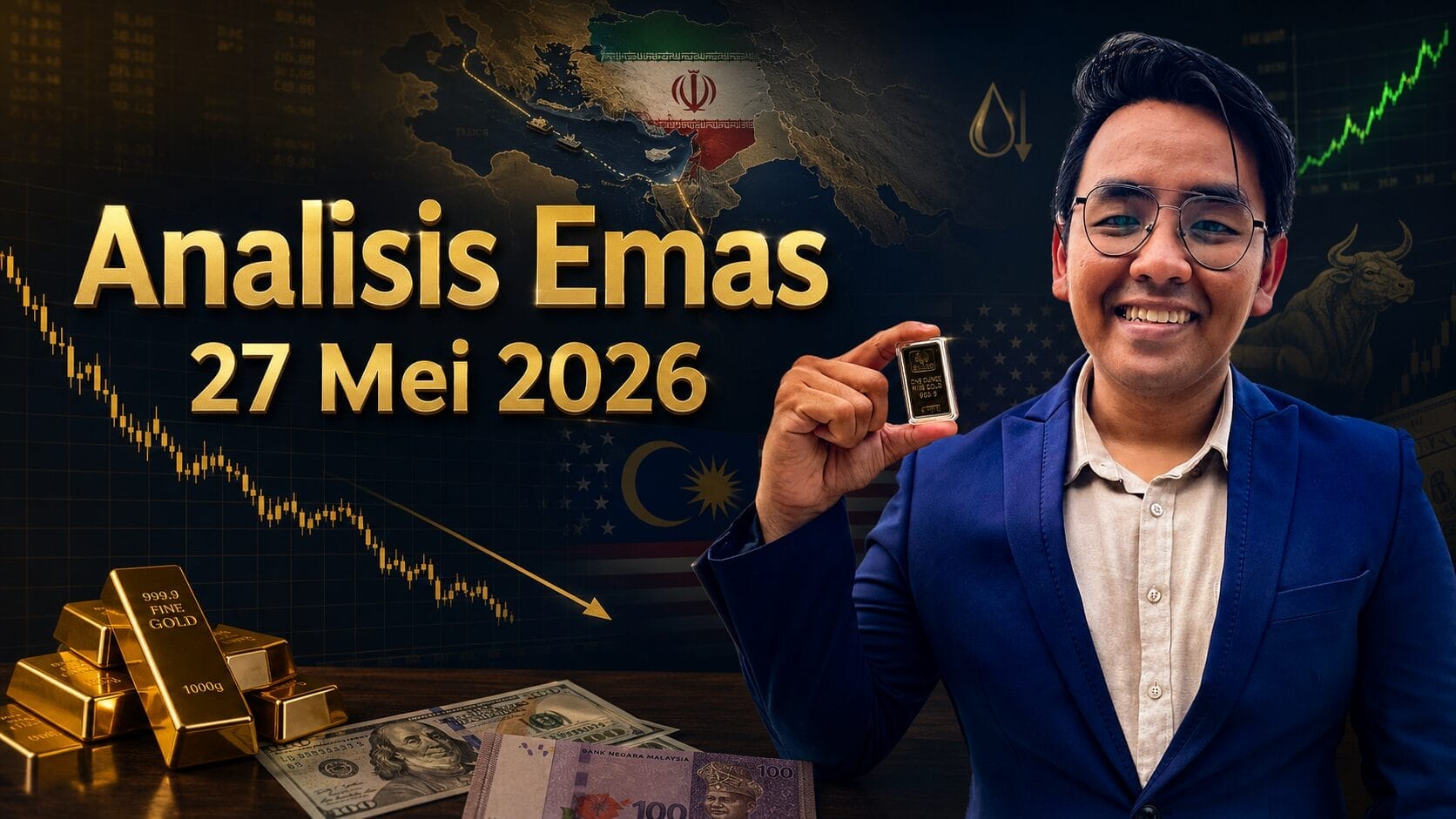 Sifu Gold - Portal Emas Untuk Pelabur Bijak 17 Analisis Emas Hari Ini oleh Sifu Gold 27 Mei 2026 — Harapan Rundingan Iran Kurangkan Permintaan Safe Haven Harga Emas Turun