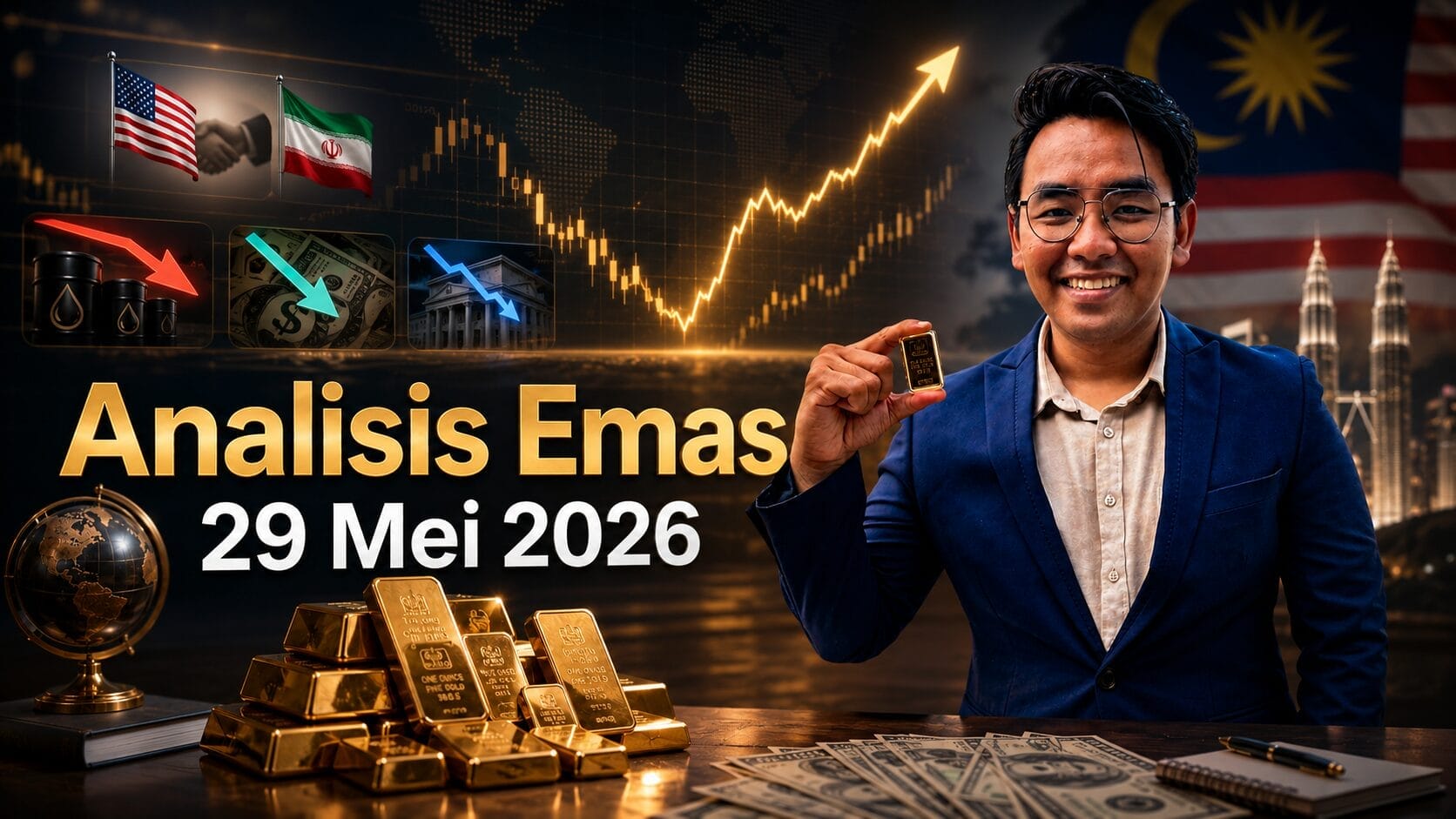 Sifu Gold - Portal Emas Untuk Pelabur Bijak 18 Analisis Emas Hari Ini oleh Sifu Gold 29 Mei 2026 — Harapan US Iran Redakan USD Dan Yield Harga Emas Naik Semula