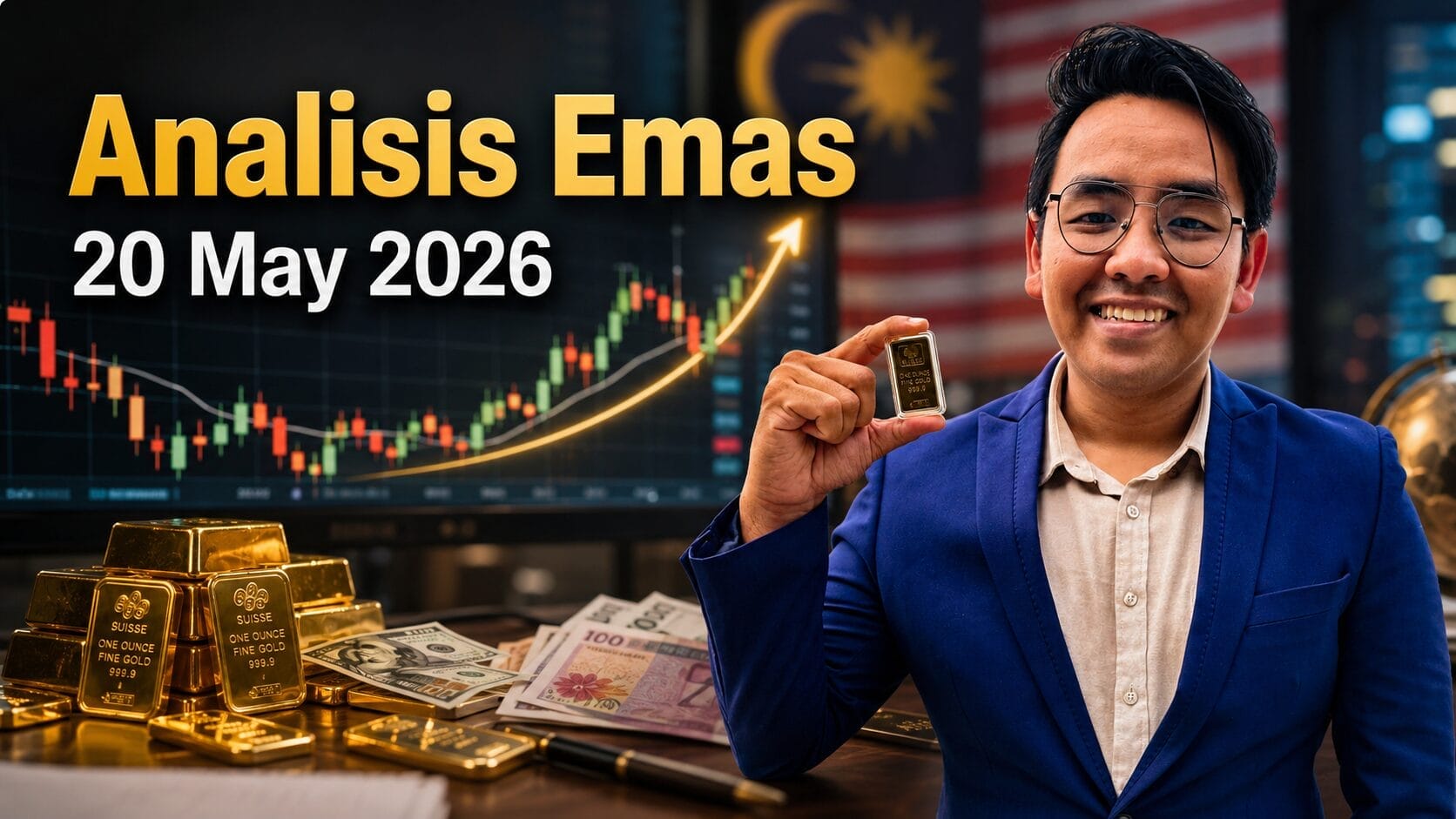 Sifu Gold - Portal Emas Untuk Pelabur Bijak 17 Analisis Emas Hari Ini oleh SifuGold 20 Mei 2026 — Emas Lemah Kejap Kemudian Bangkit Bila Yield Mula Reda