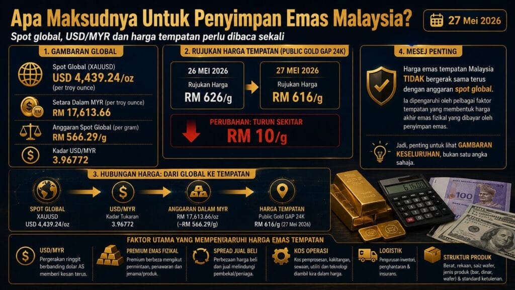 Analisis Emas Hari Ini oleh Sifu Gold: 27 Mei 2026 — Harapan Rundingan Iran Kurangkan Permintaan Safe-Haven, Harga Emas Turun 3 Apa Maksudnya Untuk Penyimpan Emas Malaysia 27 May 26 3