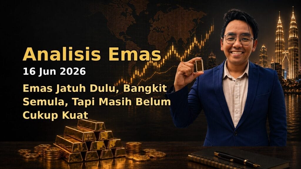 Analisis Emas Hari Ini oleh Sifu Gold: 16 Jun 2026 — Emas Jatuh Dulu, Bangkit Semula, Tapi Masih Belum Cukup Kuat 1 Featured image Analisis Emas Hari Ini oleh Sifu Gold untuk market 16 Jun 2026.
