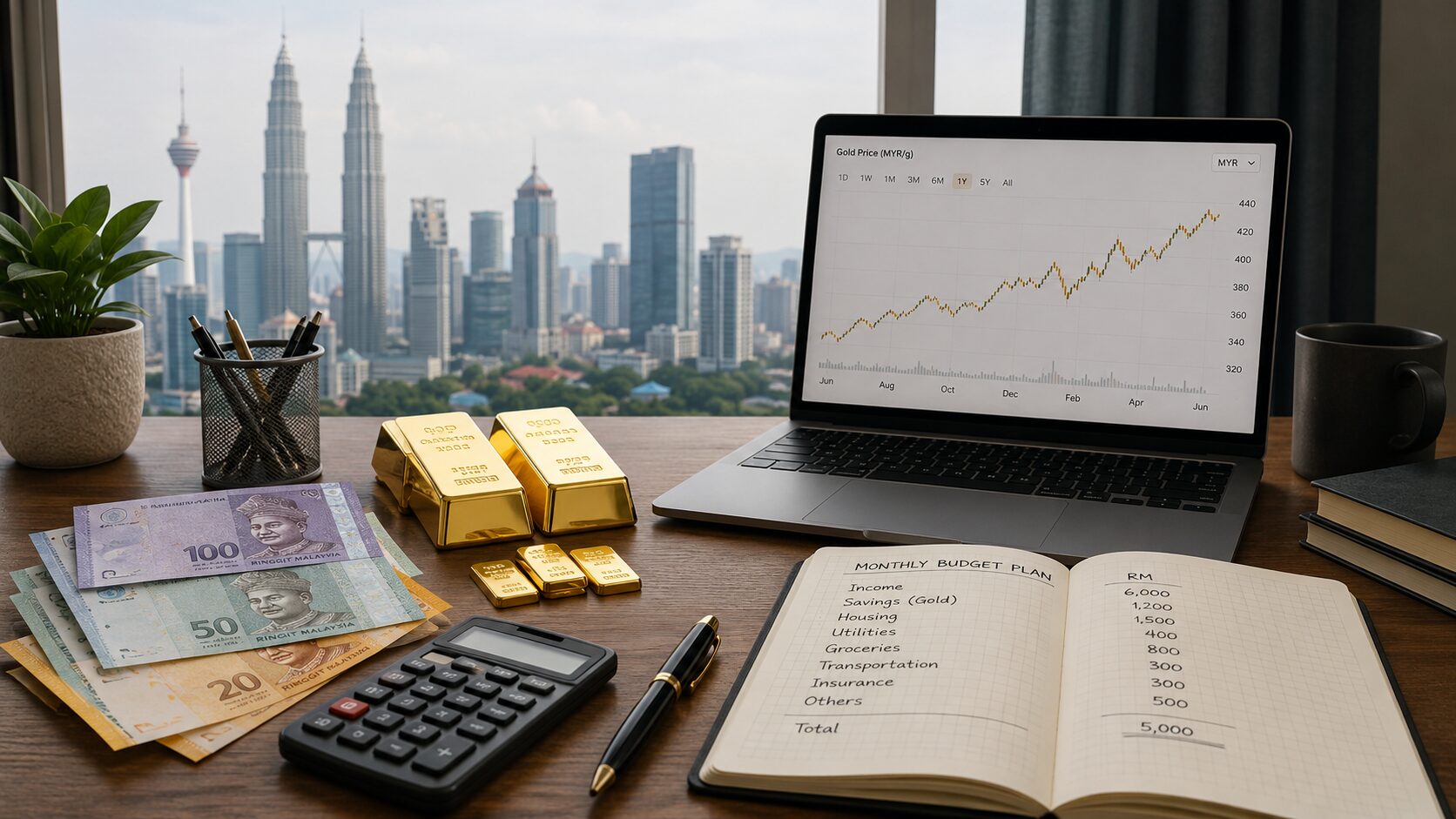 Analisis Emas Sifu Gold: 1 Ogo 2026 — Emas Masih Tersekat Bila USD Dan Hasil Bon AS Kembali Menekan 4 Visual penyimpan emas Malaysia merancang simpanan emas ikut bajet dan disiplin.