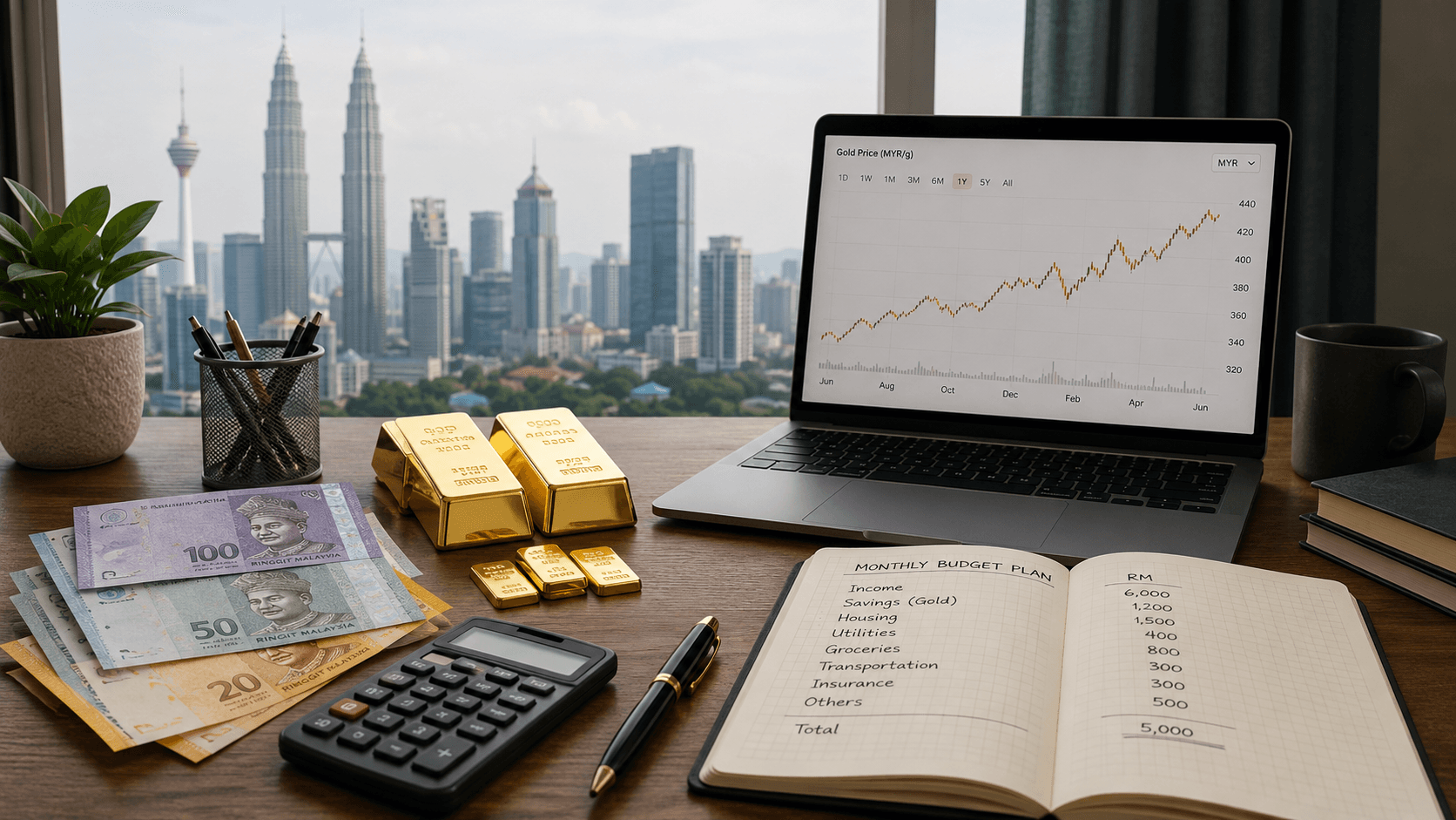 Analisis Emas Sifu Gold: 11 Ogos 2026 — Emas Masih Dekat Paras Tinggi, Pasaran Tunggu Data Inflasi AS 4 Visual penyimpan emas Malaysia merancang simpanan emas ikut bajet dan disiplin.